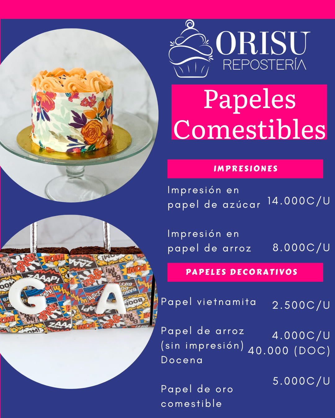 IMPRESIONES COMESTIBLES , PAPEL DE ARROZ PAPEL DE AZUCAR